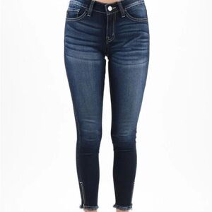 KanCan Dark Denim Raw Zipper Ankle Stretch Skinny Jeans Size 25 (fits like 24)